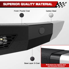 Front Bumper and Rear Bumper Fits 2014-2021 Toyota Tundra Front / Rear Truck Bumper With Sensor Holes & LED Lights POFENZE