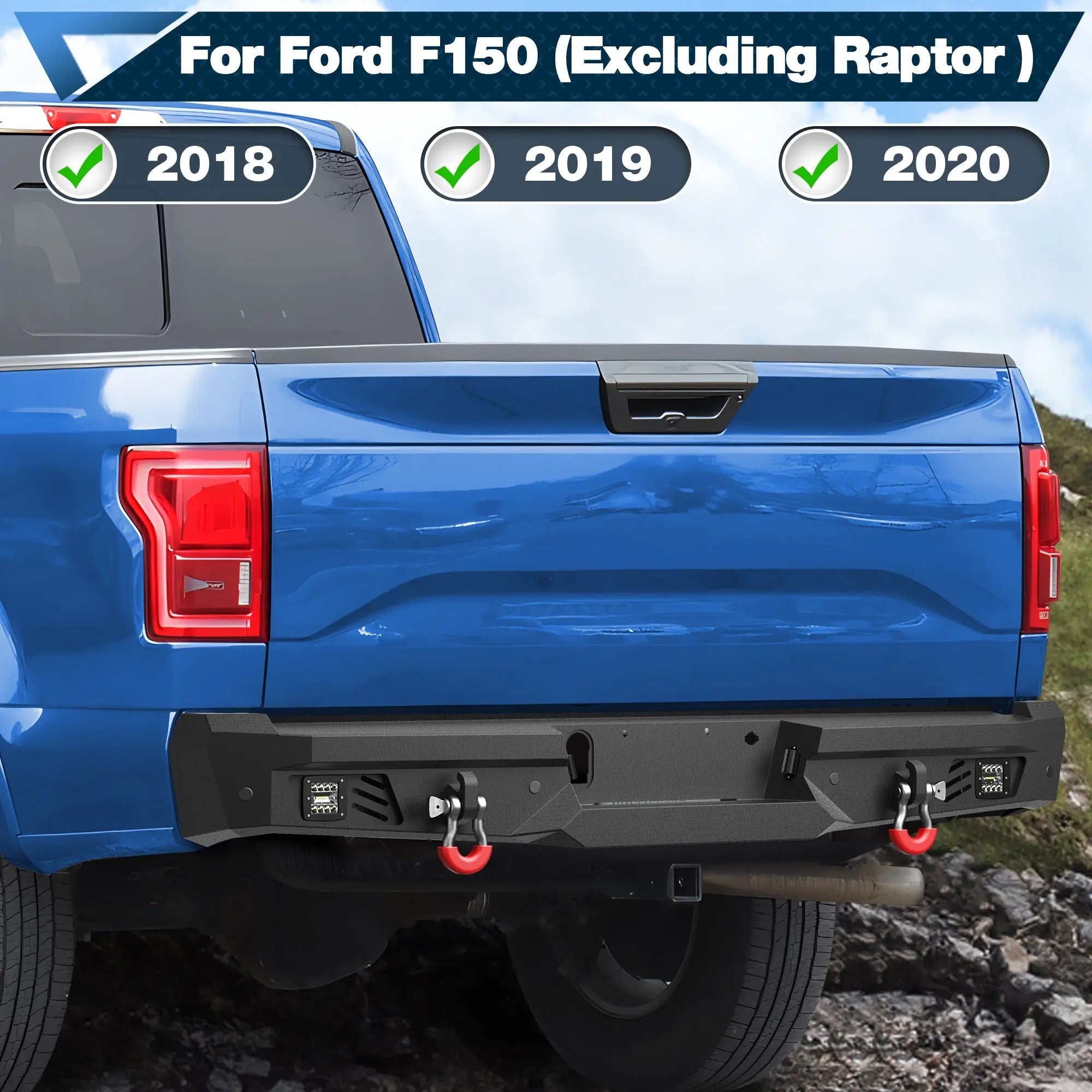 Front Bumper and Rear Bumper Fits 2018-2020 Ford F150 Truck Bumper With Winch Plate &Sensor Holes POFENZE