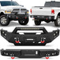 Front Bumper and Rear Bumper for RAM 2500/3500 2010-2018, Full Width Steel Bumper Combo with Winch Plate, LED Light Bar, D-rings, Compatible with 2010-2018 Dodge Ram 2500/3500, Textured Black POFENZE