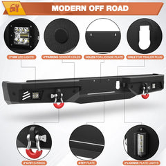 Front Bumper and Rear Bumper for RAM 2500/3500 2010-2018, Full Width Steel Bumper Combo with Winch Plate, LED Light Bar, D-rings, Compatible with 2010-2018 Dodge Ram 2500/3500, Textured Black POFENZE