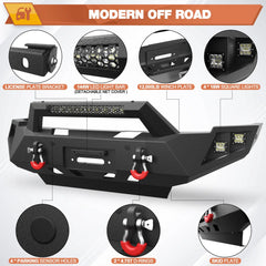 Front Bumper and Rear Bumper for RAM 2500/3500 2010-2018, Full Width Steel Bumper Combo with Winch Plate, LED Light Bar, D-rings, Compatible with 2010-2018 Dodge Ram 2500/3500, Textured Black POFENZE