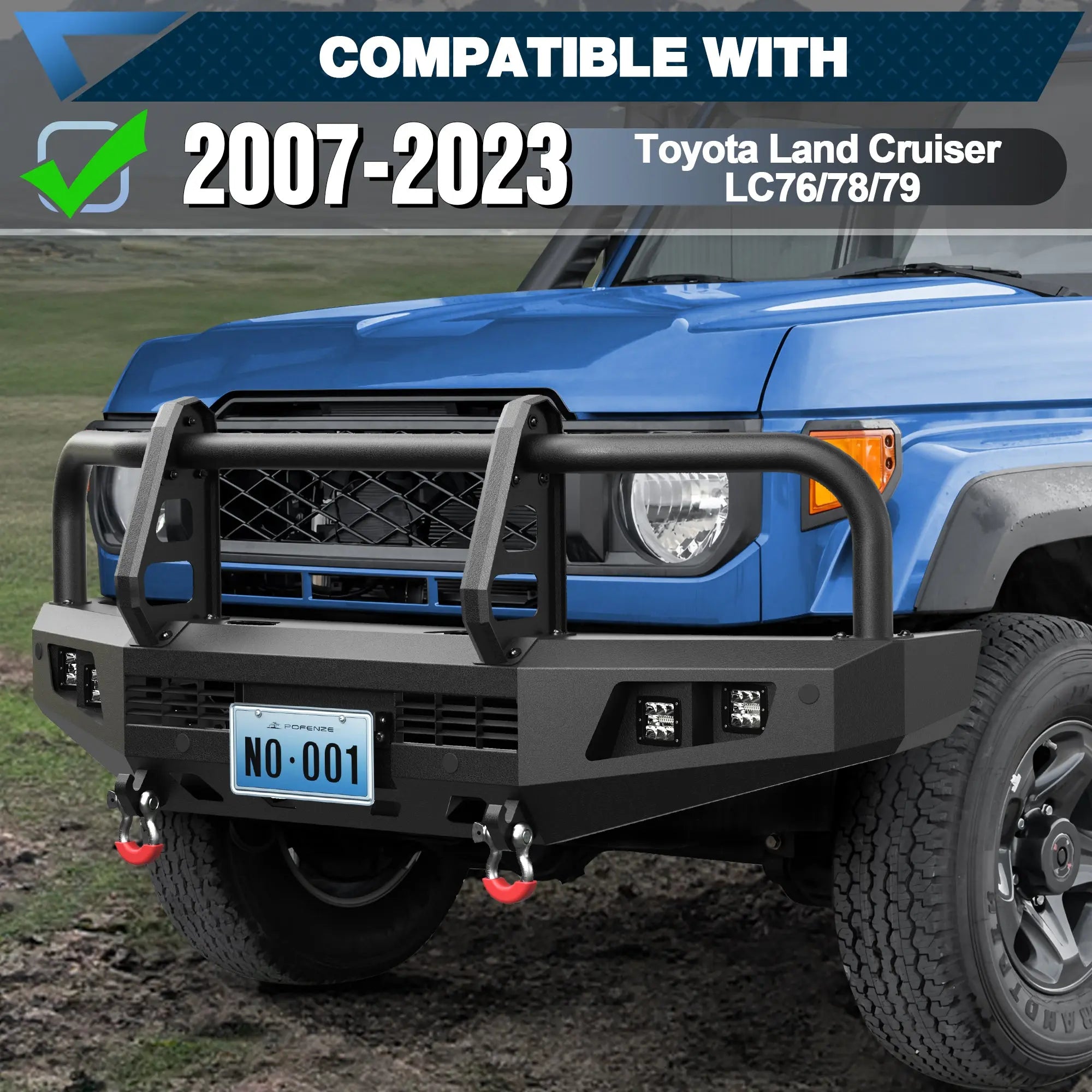 Front Bumper for 2007- 2023 Toyota Land Cruiser LC76/LC78/LC79 POFENZE 