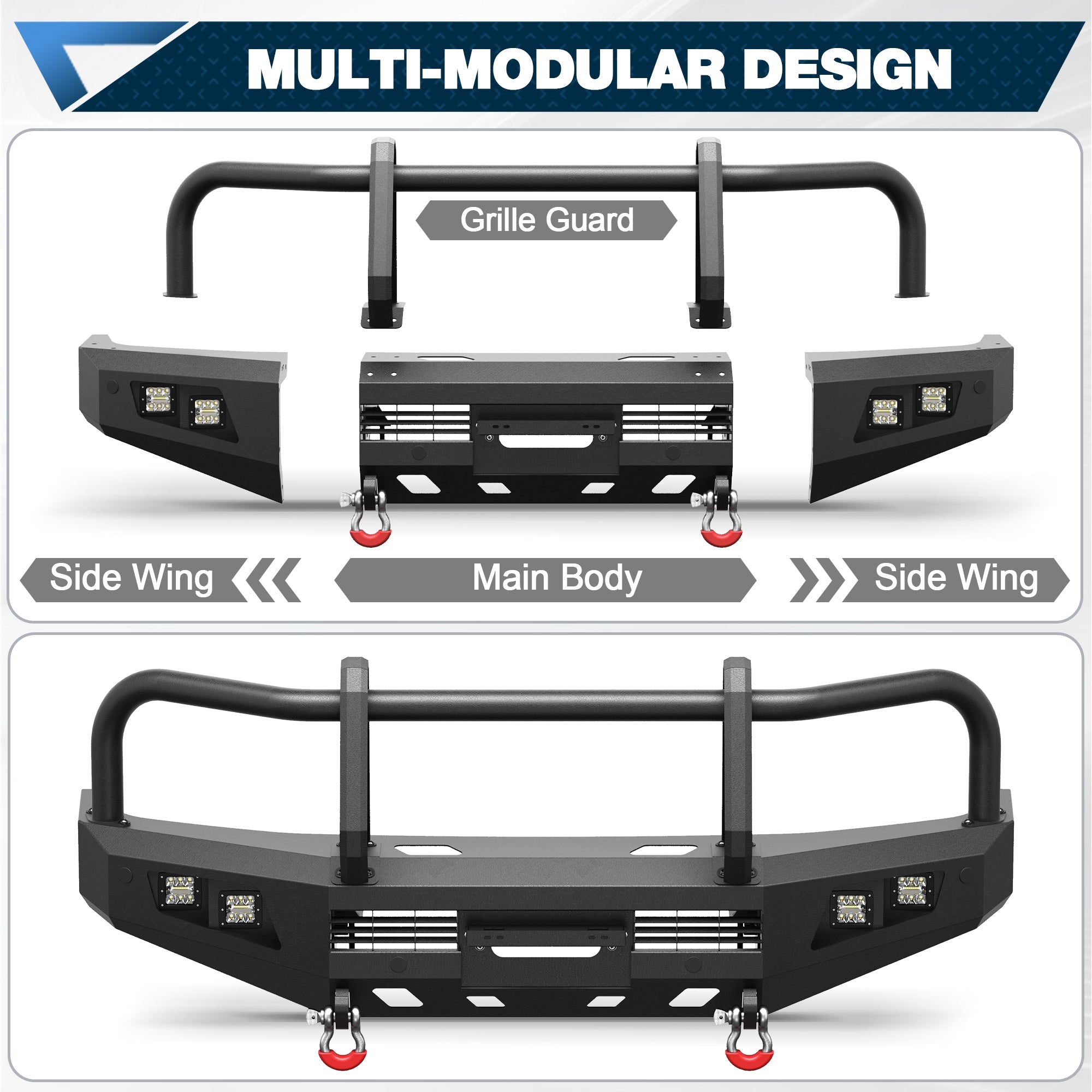 Front Bumper for 2007- 2023 Toyota Land Cruiser LC76/LC78/LC79 POFENZE 
