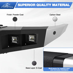 Front Bumper for 2014-2015 Chevy Silverado 1500 Full Width Offroad Bumper w/Winch Plate, 144W Light Bar, 4x18w Lights, D-rings, License Plate Bracket POFENZE