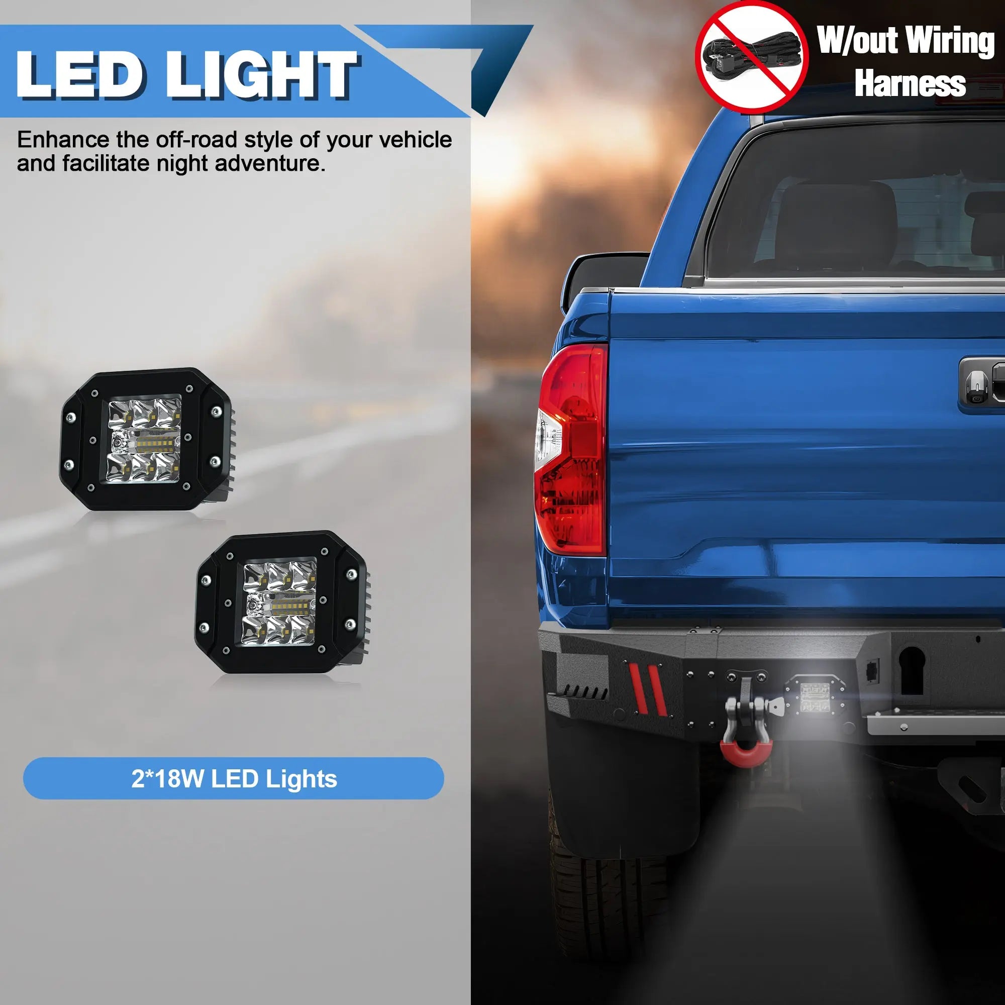 Front Bumper for Toyota Tundra 2014-2021 Pickup Truck Steel Bumper with Lights, D-rings and Sensor Holes POFENZE
