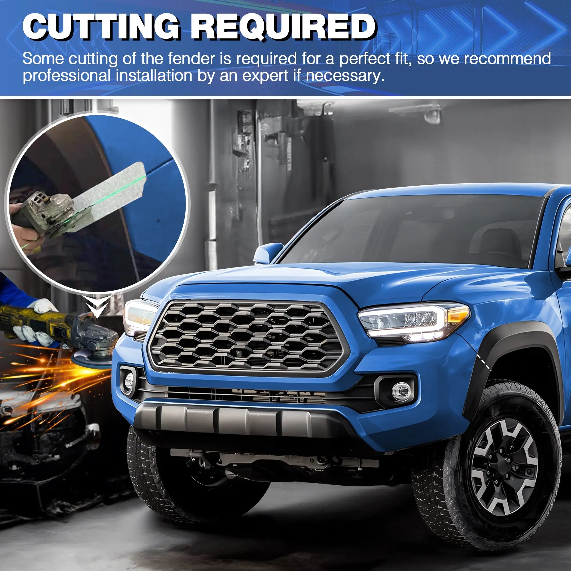 Front Bumper w/Winch Plate, 144W Light Bar, 4x18w Lights, D-rings, License Plate Bracket for Toyota Tacoma 3rd Gen 2016-2023 POFENZE