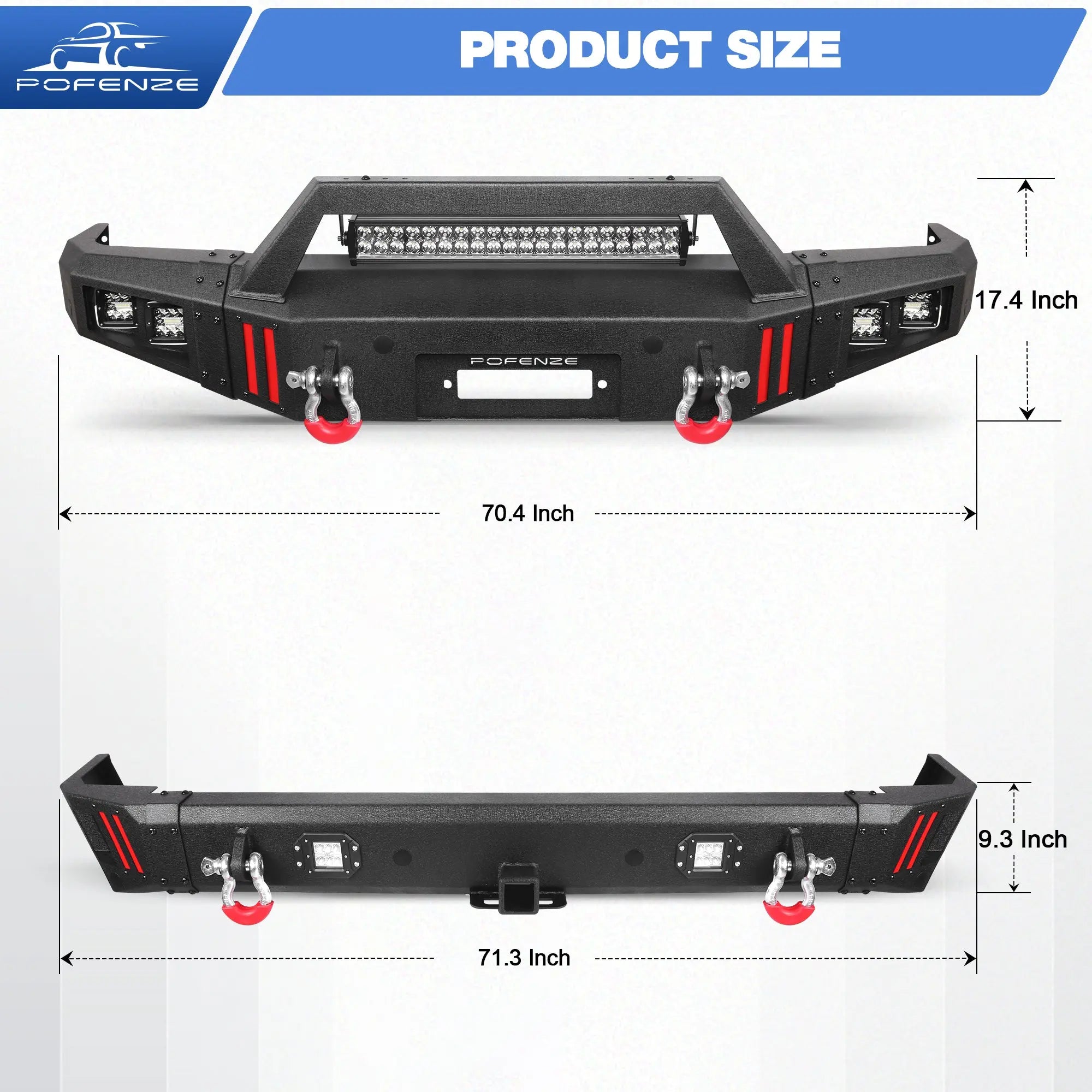 Front and Rear Bumper Set for 1999-2004 Land Rover Discovery Series II POFENZE
