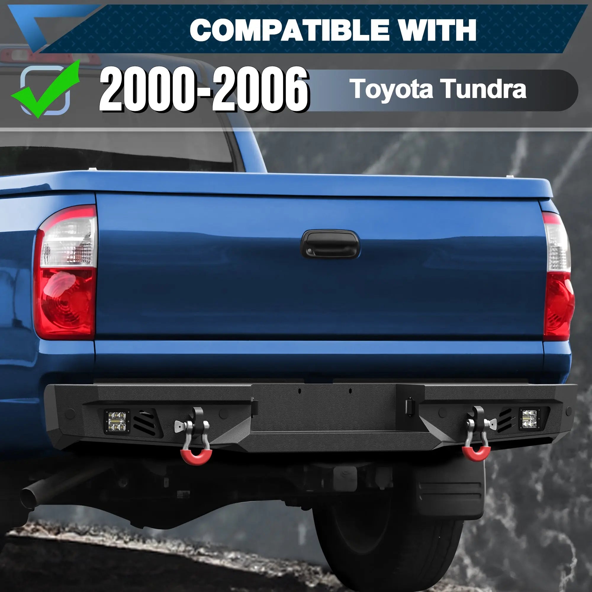 Front and Rear Bumper Set for 2000-2006 Toyota Tundra Full-Width Off Road Steel Bumper w/Winch Plate, Lights, D-rings POFENZE