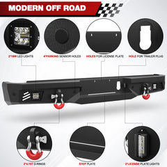 Front and Rear Bumper Set, Full Width Offroad Bumper w/Winch Plate, 144W Light Bar, 6x18w Fog Lights, D-rings, License Plate Bracket and Lights for 2010-2018 Dodge Ram 2500/3500 POFENZE