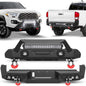 Front and Rear Bumper Set, Stubby Offroad Bumper w/Winch Plate, Skid Plate, 144W Light Bar, 4x18w Fog Lights, D-rings, License Plate Bracket & Lights for 2016-2023 Tacoma 3rd Gen POFENZE