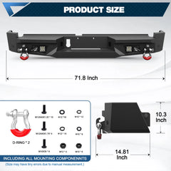 Frontier Rear Bumper for 2022 2023 2024 2025 2026 Nissan Frontier - POFENZE