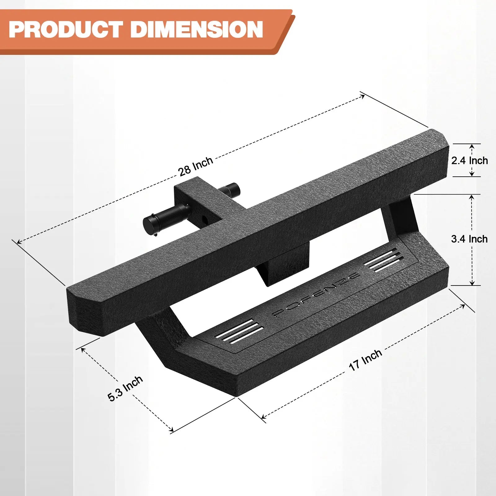 Hitch Step Fit for 2" Hitch Receiver with 2" Towing Receiver with Pin Lock Bumper Protector Textured Black & Strong Steel Construction POFENZE