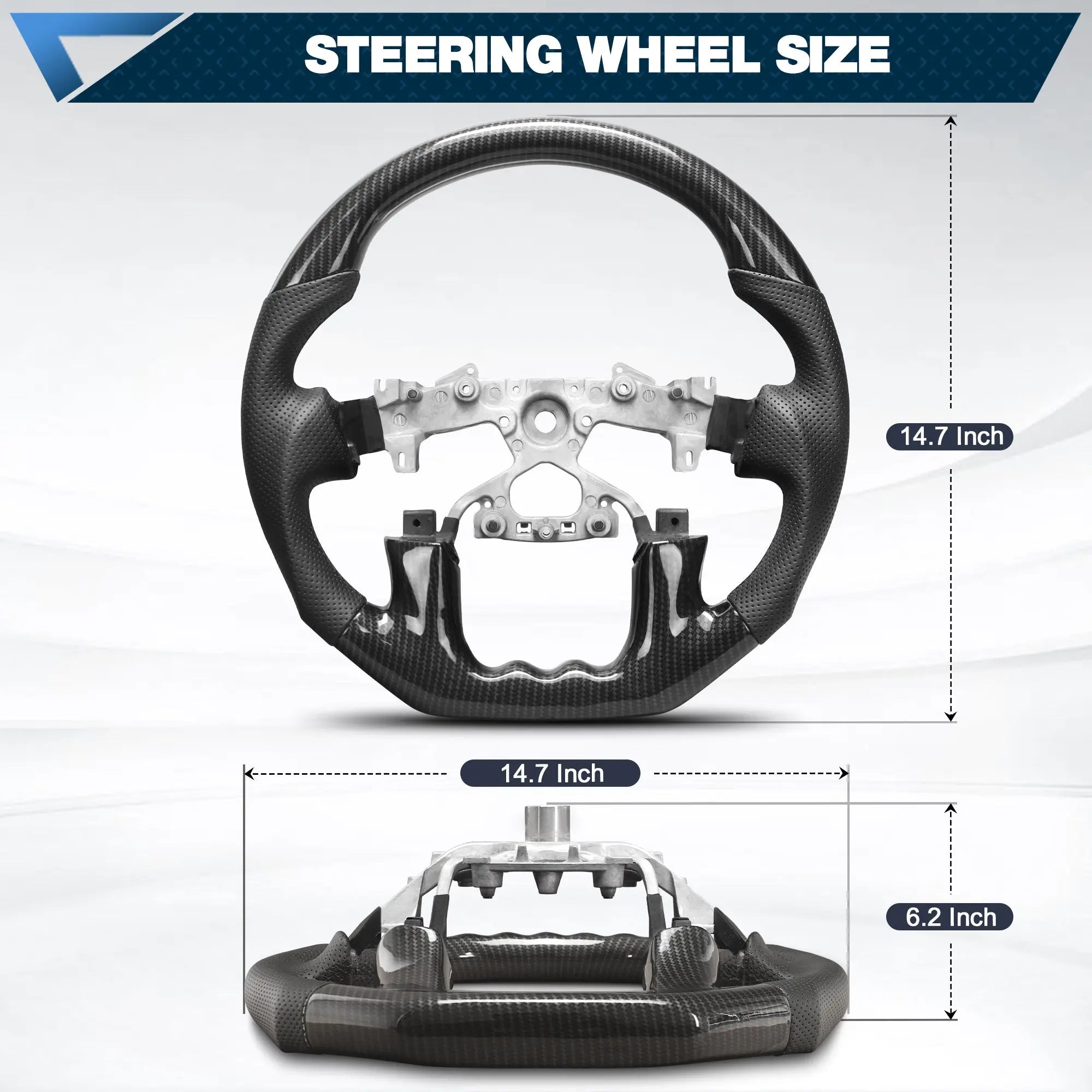 Hydro-Dip Carbon Fiber Steering Wheel For Nissan Patrol Y62 2019-2024 D-shaped With stitching Nappa Perforated Leather Flat-bottom Steering Wheel POFENZE