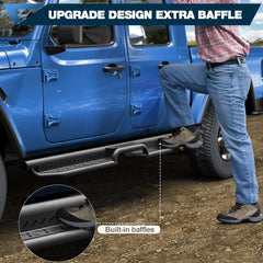 Jeep Gladiator Running Boards Side Steps for 2020-2026 Jeep Gladiator JT(4 Doors Only) Black Nerf Bars