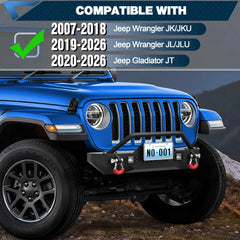 Jeep Wrangler Bumpers Fit 2007-2018 Jeep Wrangler JK 2019-2024 Jeep Wrangler JL 2020-2025 Jeep Gladiator JT