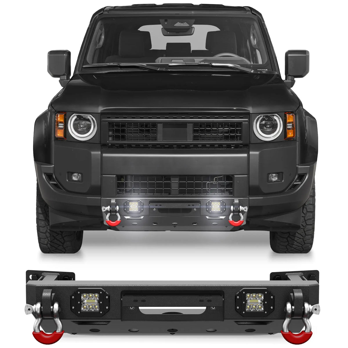 LC250 Front Bumper for 2024 2025 2026 Toyota Land Cruiser LC250 Medium Width Steel Bumper POFENZE 