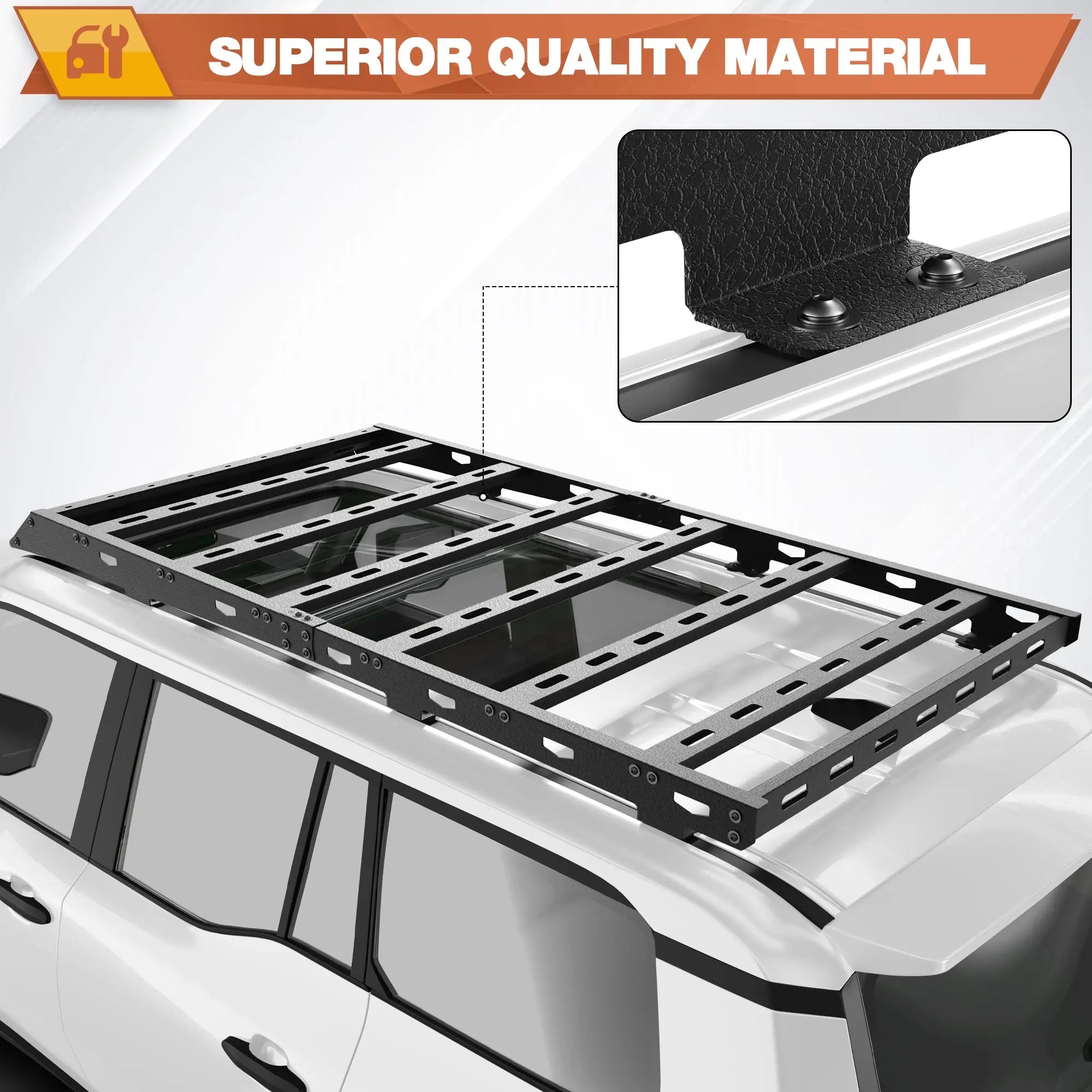 LC250 Roof Rack Compatible for 2024-2025 Toyota Land Cruiser Prado LC250 Heavy Duty Basket Cargo Carriers Luggage Storage Holder Carbon Steel Cross Bars POFENZE