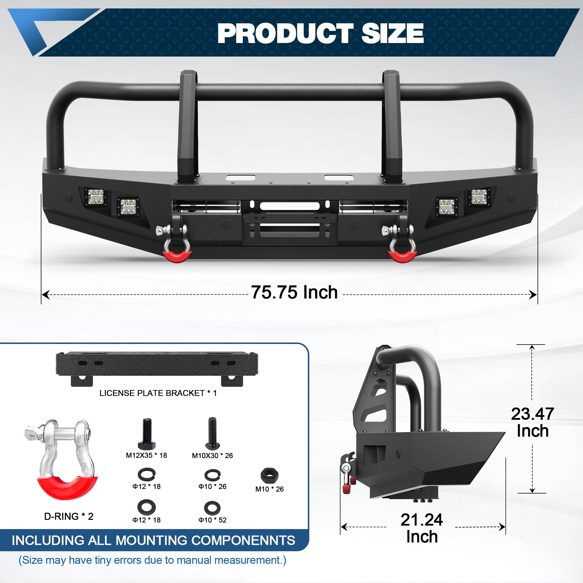 Toyota Land Cruiser LC80 front bumper brush guard side view, 1992-1997 fitment POFENZE
