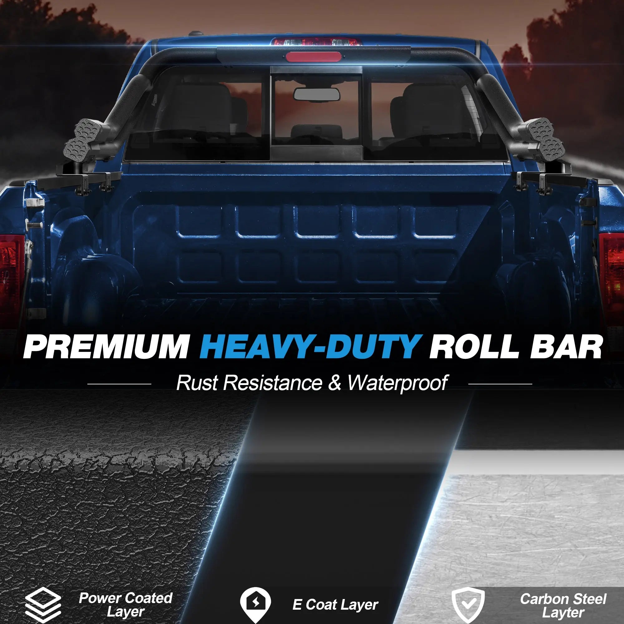 Mid-Size Truck Chase Rack Roll Bar for Pickup Trucks Adjustable Fit Cargo Rack - POFENZE