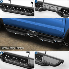 Nissan Frontier Running Boards Side Steps Compatible with 2005-2026 Nissan Frontier Crew Cab Black Nerf Bars