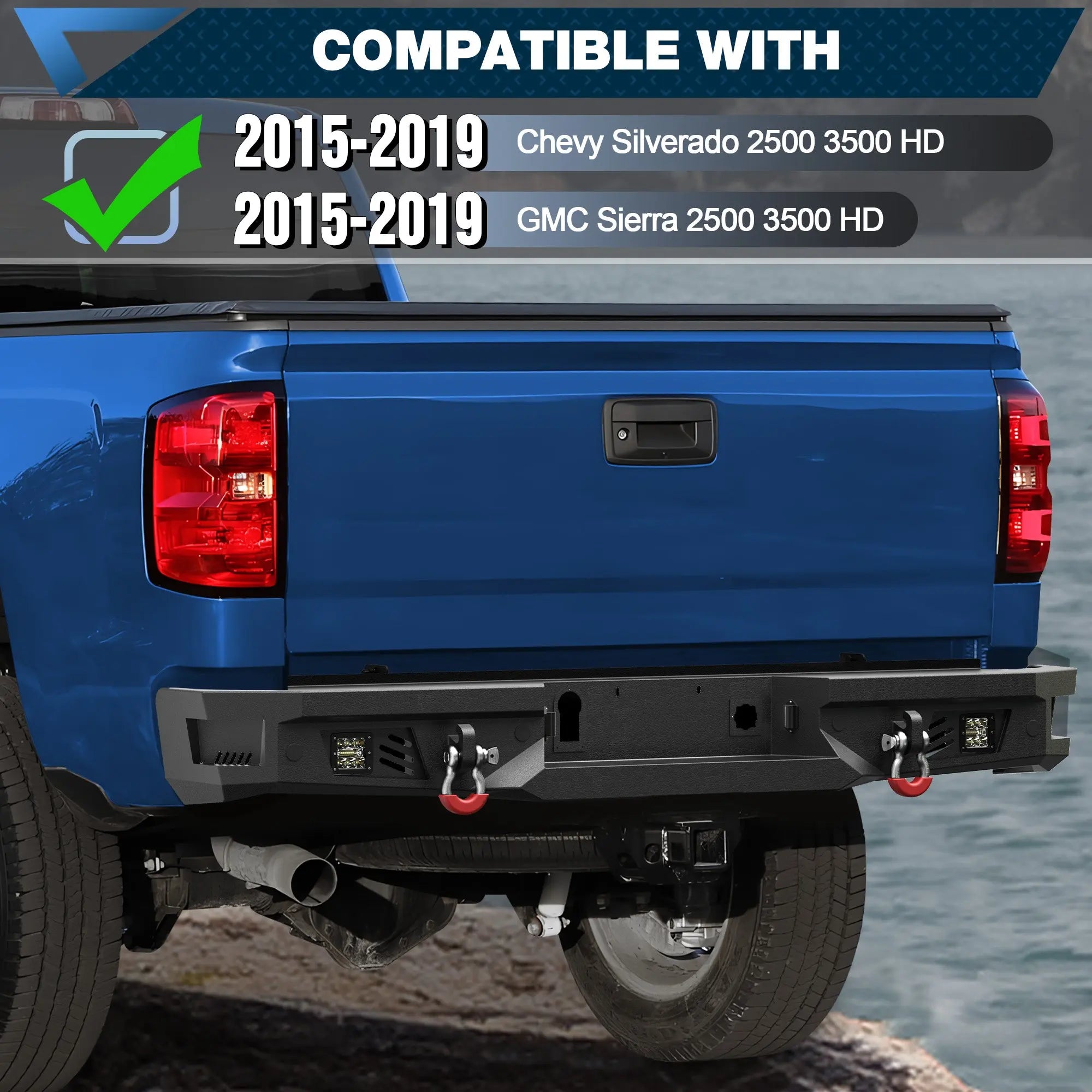 Off Road Rear Bumper Fit for 2015-2019 Chevy Silverado 2500 3500 HD - POFENZE