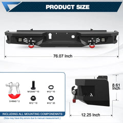 Off Road Rear Bumper Fit for 2015-2019 Chevy Silverado 2500 3500 HD - POFENZE