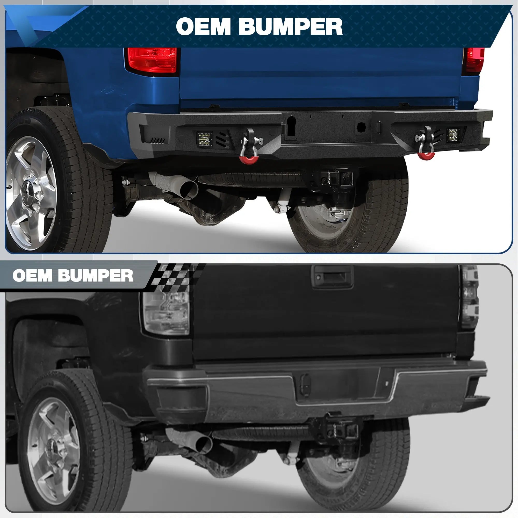 Off Road Rear Bumper Fit for 2015-2019 Chevy Silverado 2500 3500 HD - POFENZE