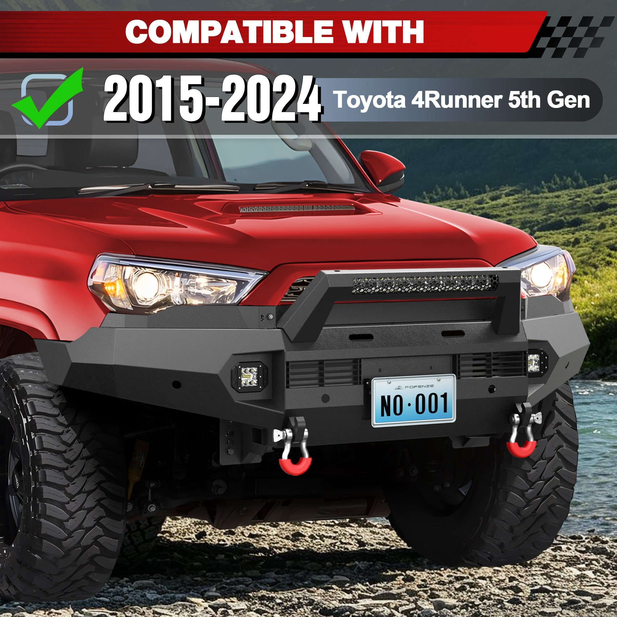 POFENZE 4Runner Front Bumper Fits 2015-2024 Toyota 4Runner 5th Gen POFENZE 