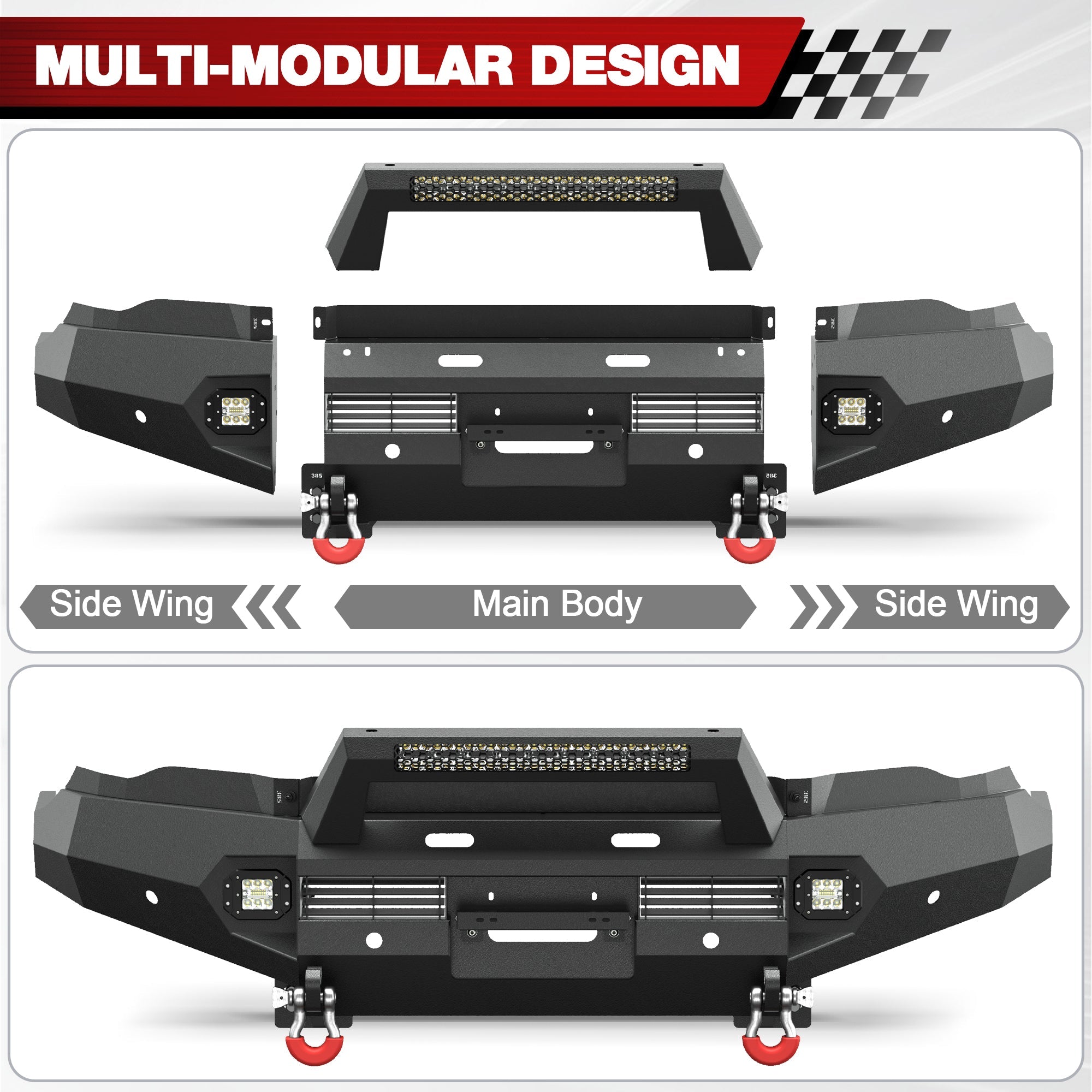 POFENZE 4Runner Front Bumper Fits 2015-2024 Toyota 4Runner 5th Gen POFENZE 