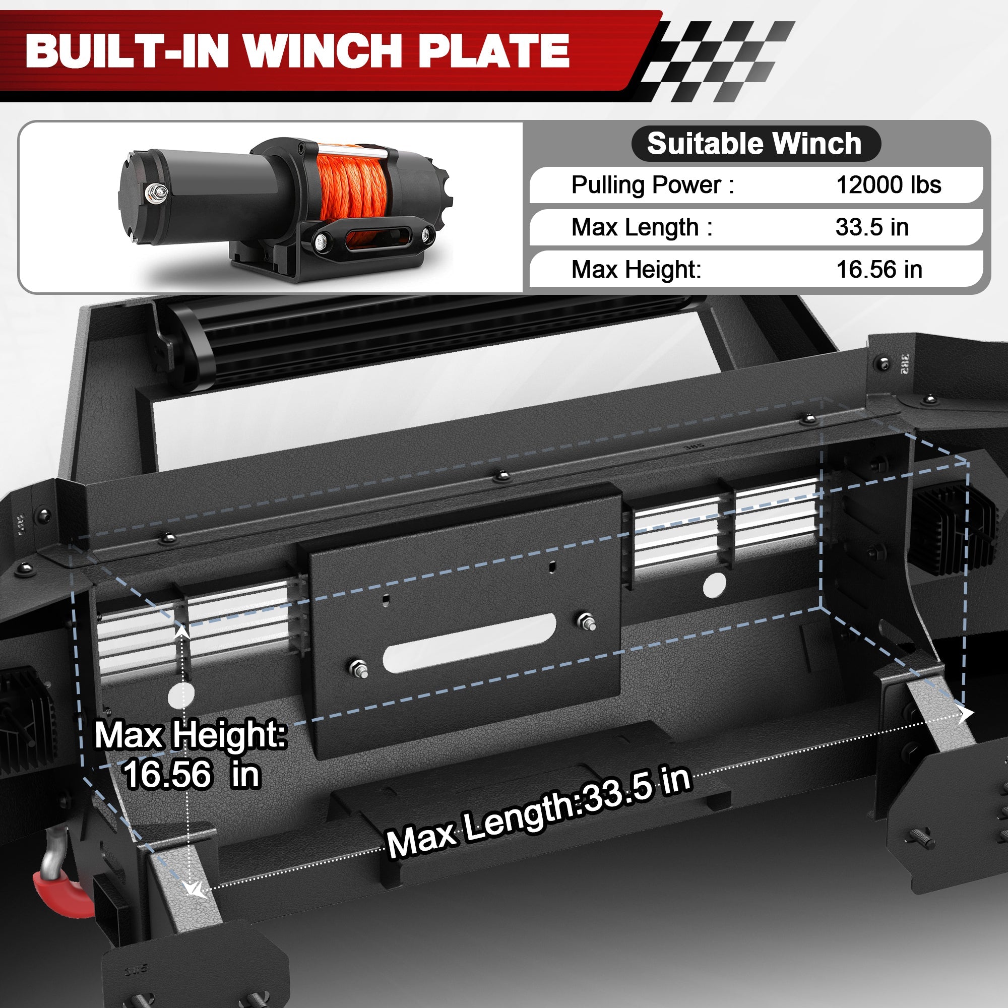 POFENZE 4Runner Front Bumper Fits 2015-2024 Toyota 4Runner 5th Gen POFENZE 