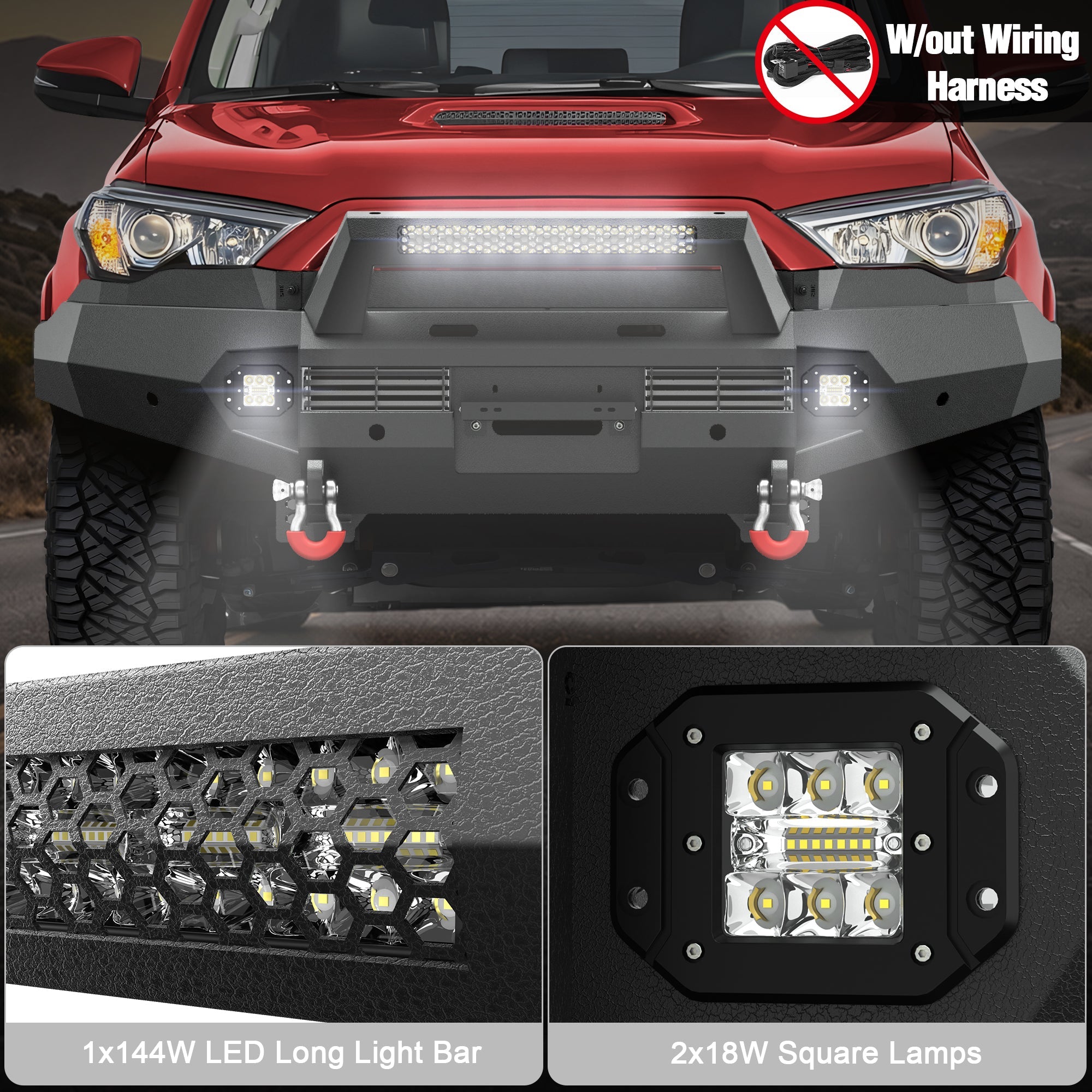 POFENZE 4Runner Front Bumper Fits 2015-2024 Toyota 4Runner 5th Gen POFENZE 