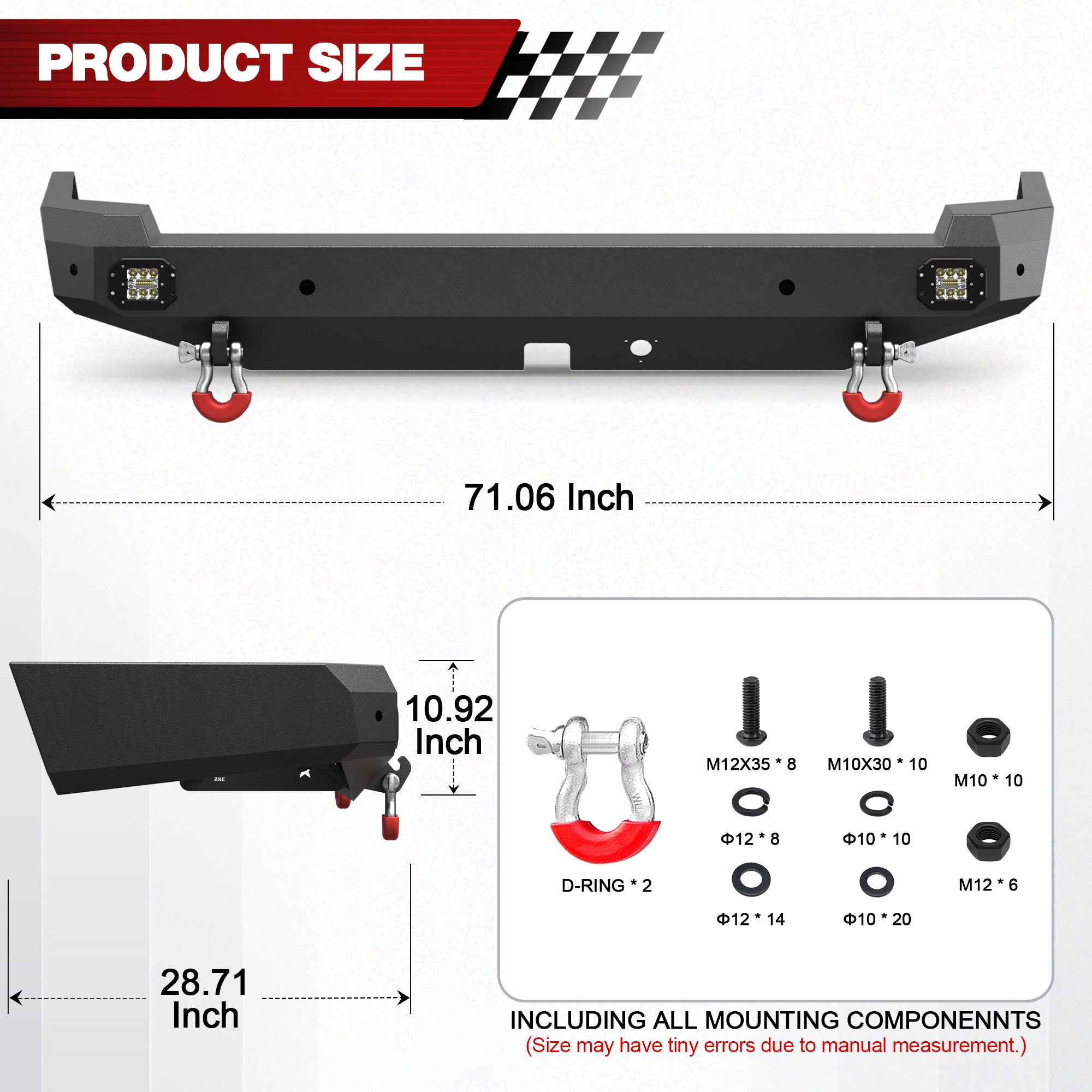 POFENZE 4Runner Rear Bumper for 2015-2024 Toyota 4Runner 5th Gen Full Width POFENZE 