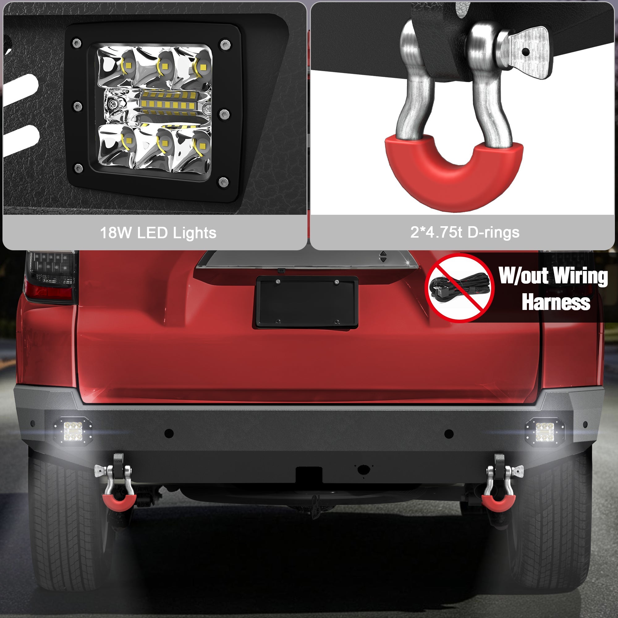 POFENZE 4Runner Rear Bumper for 2015-2024 Toyota 4Runner 5th Gen Full Width POFENZE 