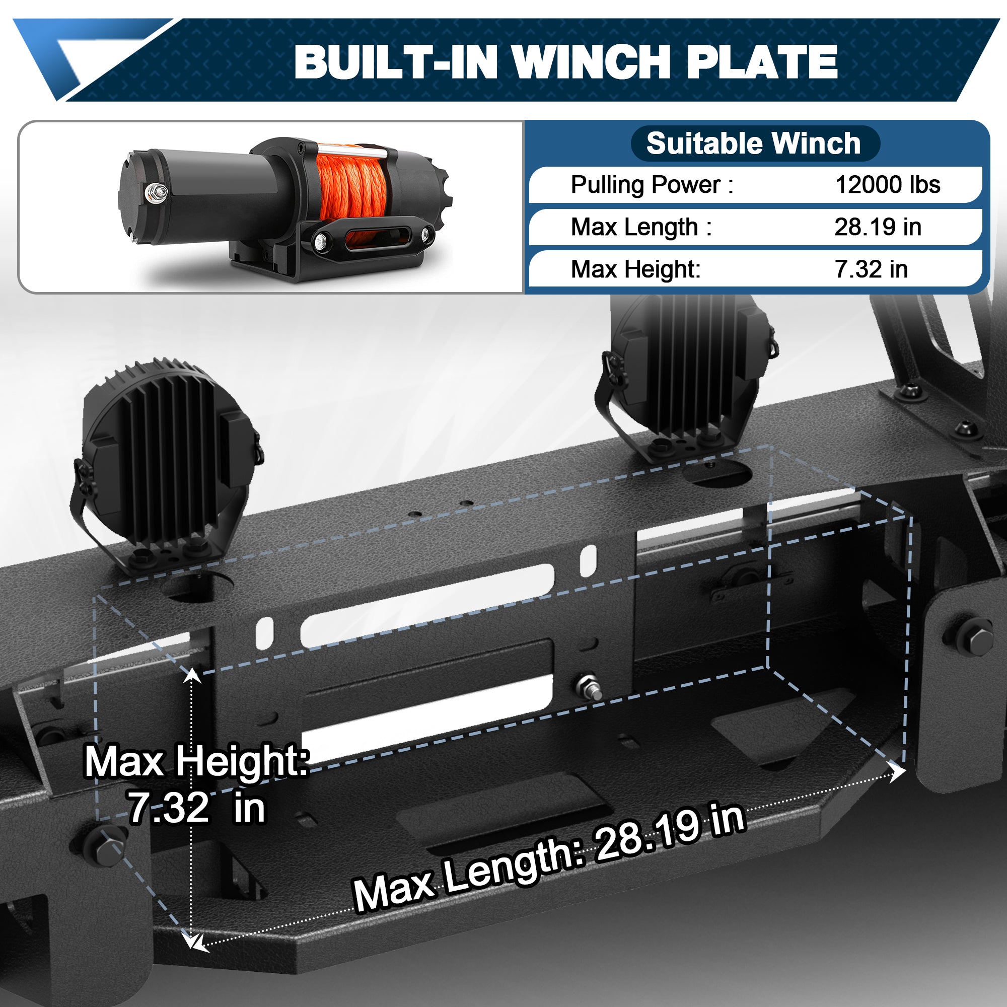 POFENZE F150 Front Bumper with Grille Guard for 2015 2016 2017 Ford F150, Full-Width Steel Off-Road Bumper POFENZE 