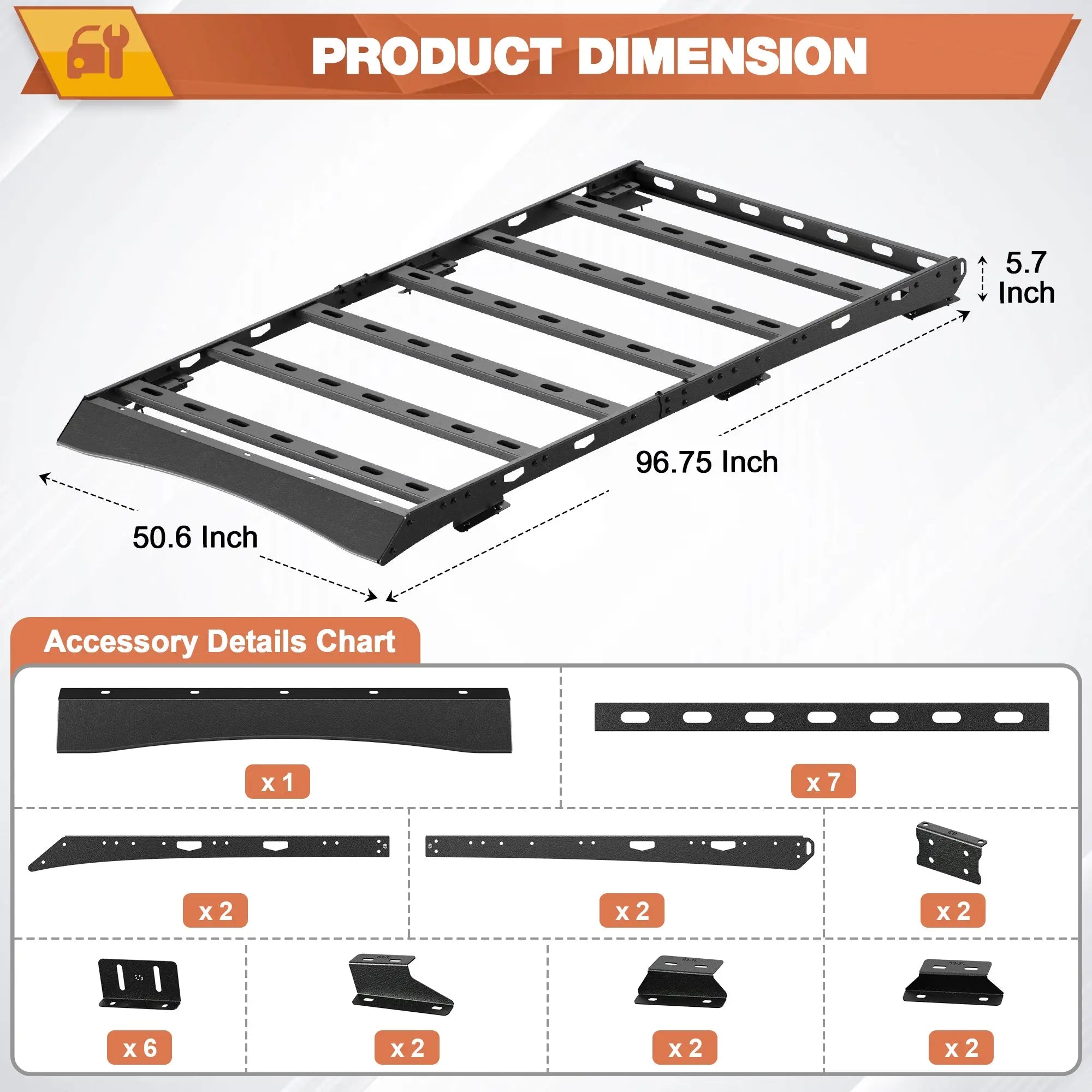 POFENZE For 2018-2025 Ford Expedition Roof Rack Heavy Duty 96" Roof Rack 800LBS Capacity Cargo Basket Carrier for Camping, Overlanding, Road Trip POFENZE