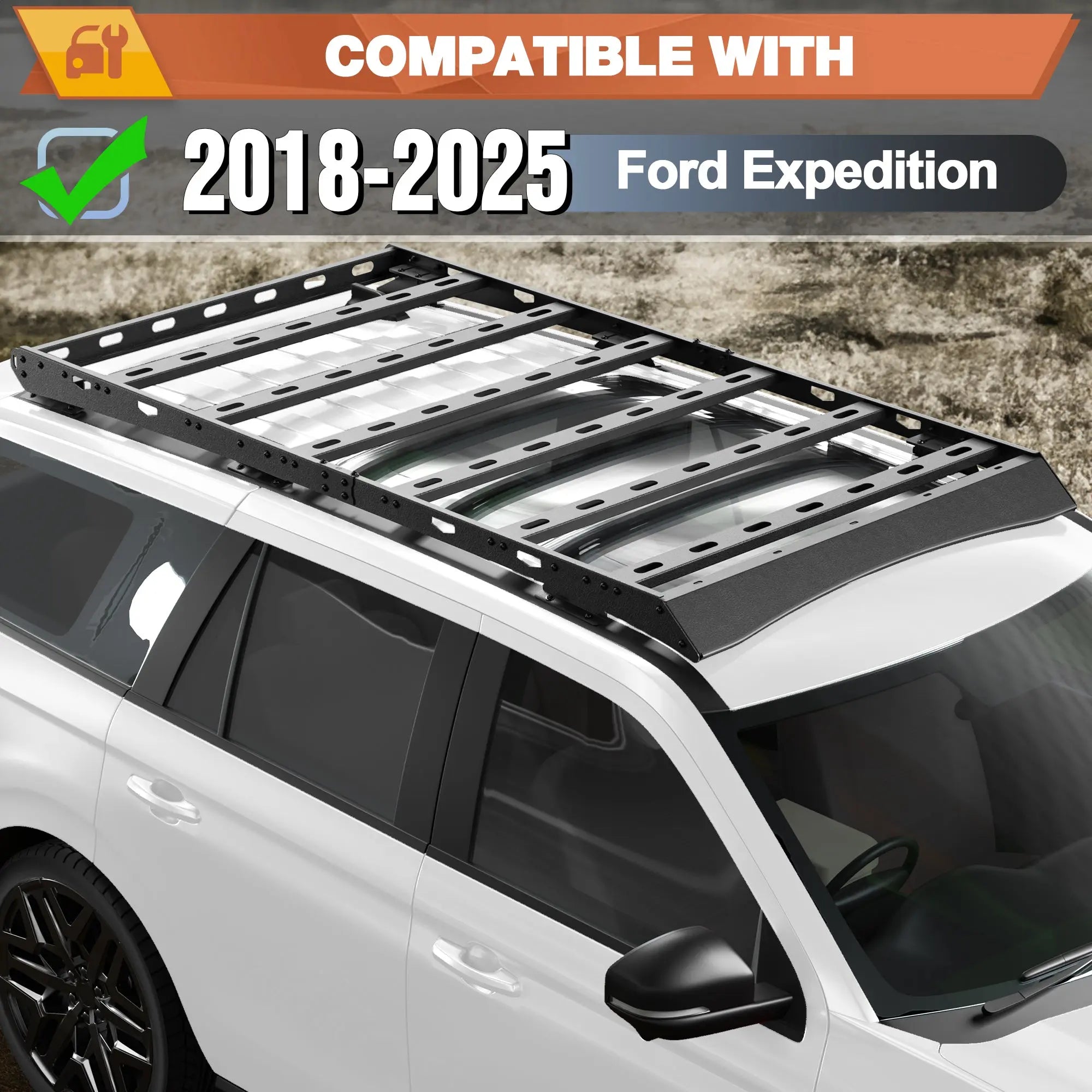 POFENZE For 2018-2025 Ford Expedition Roof Rack Heavy Duty 96" Roof Rack 800LBS Capacity Cargo Basket Carrier for Camping, Overlanding, Road Trip POFENZE