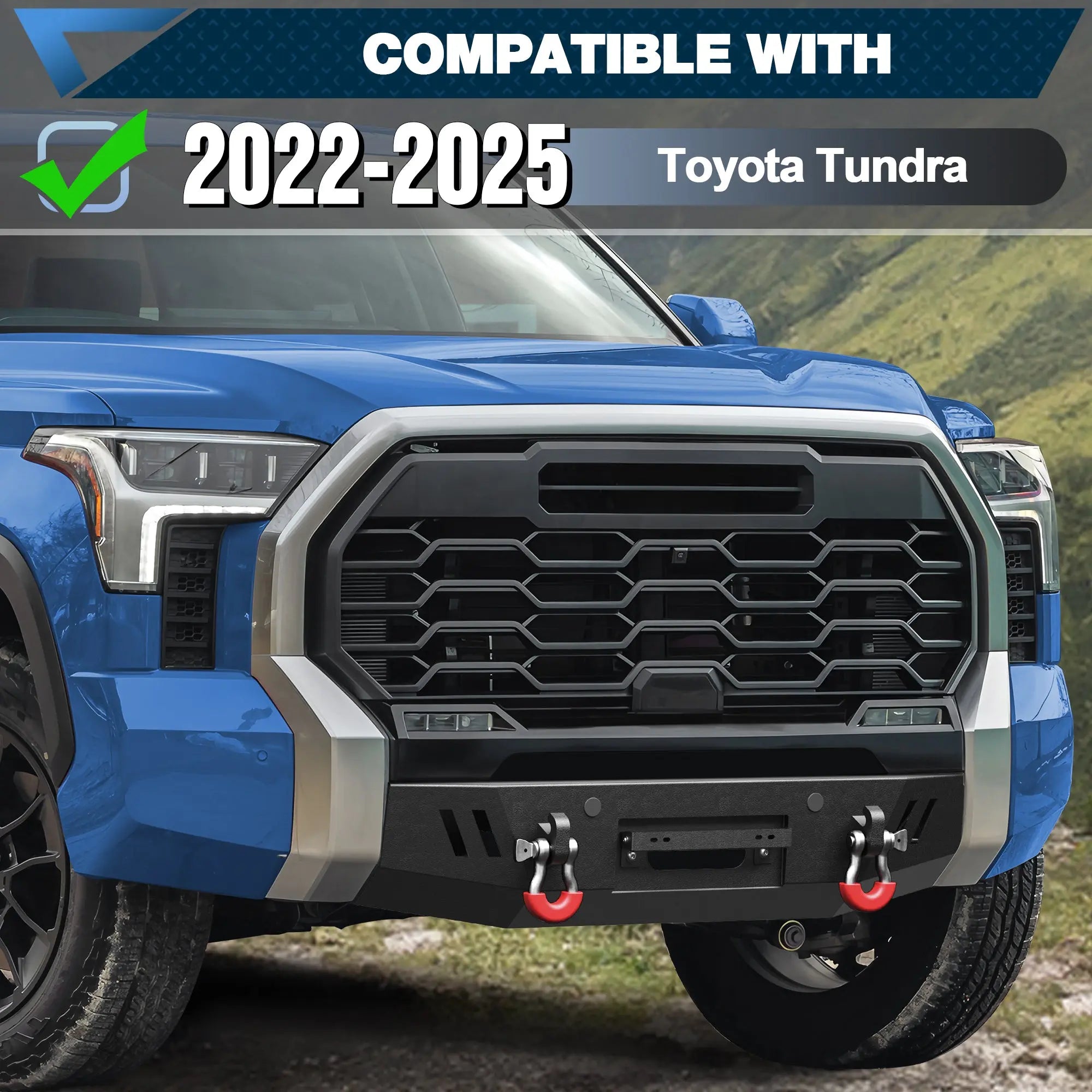 POFENZE For 2022 2023 2024 2025 Toyota Tundra Front and Rear Bumper Set Full-Width Off Road Steel Bumper w/Winch Plate, Lights, D-rings POFENZE