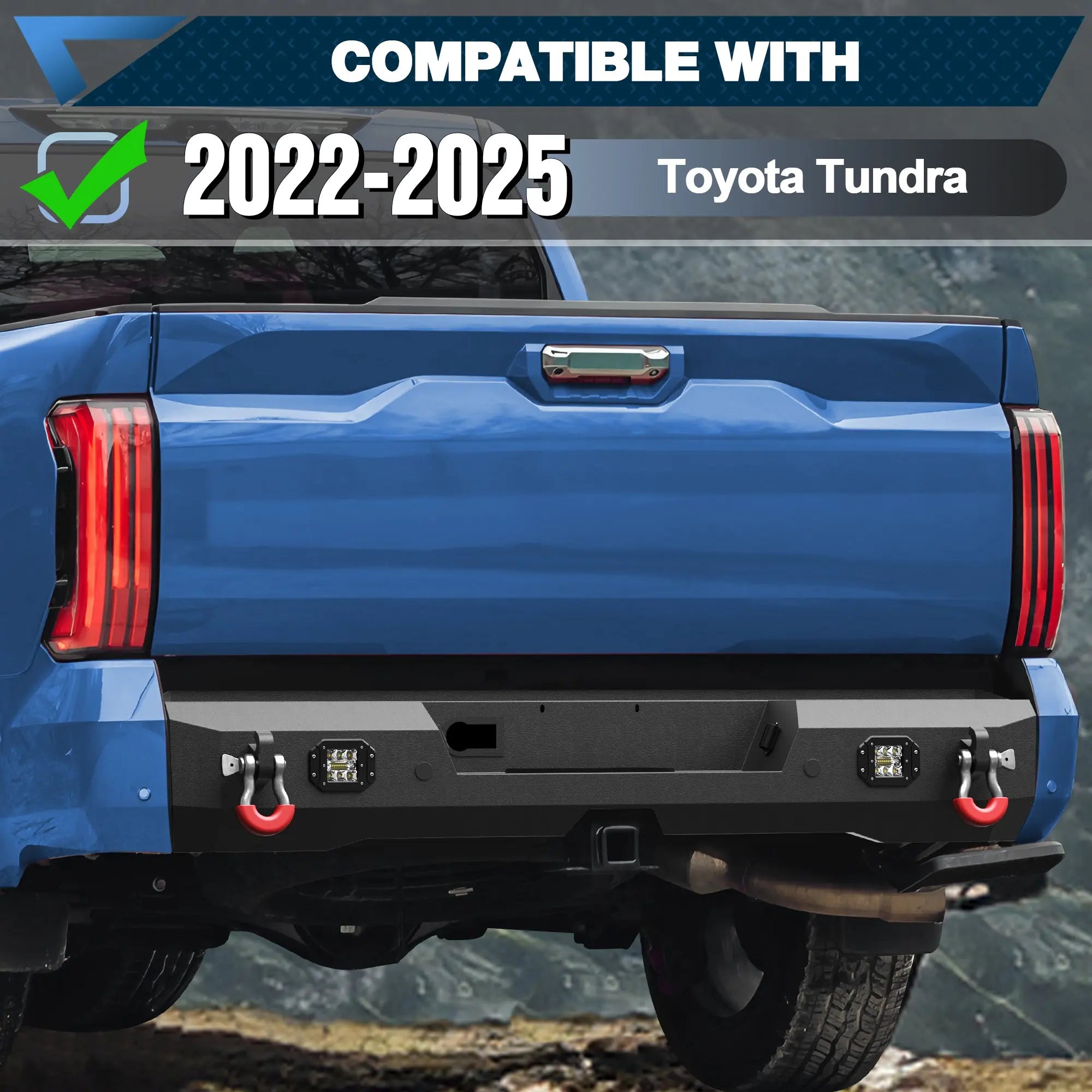 POFENZE For 2022 2023 2024 2025 Toyota Tundra Front and Rear Bumper Set Full-Width Off Road Steel Bumper w/Winch Plate, Lights, D-rings POFENZE