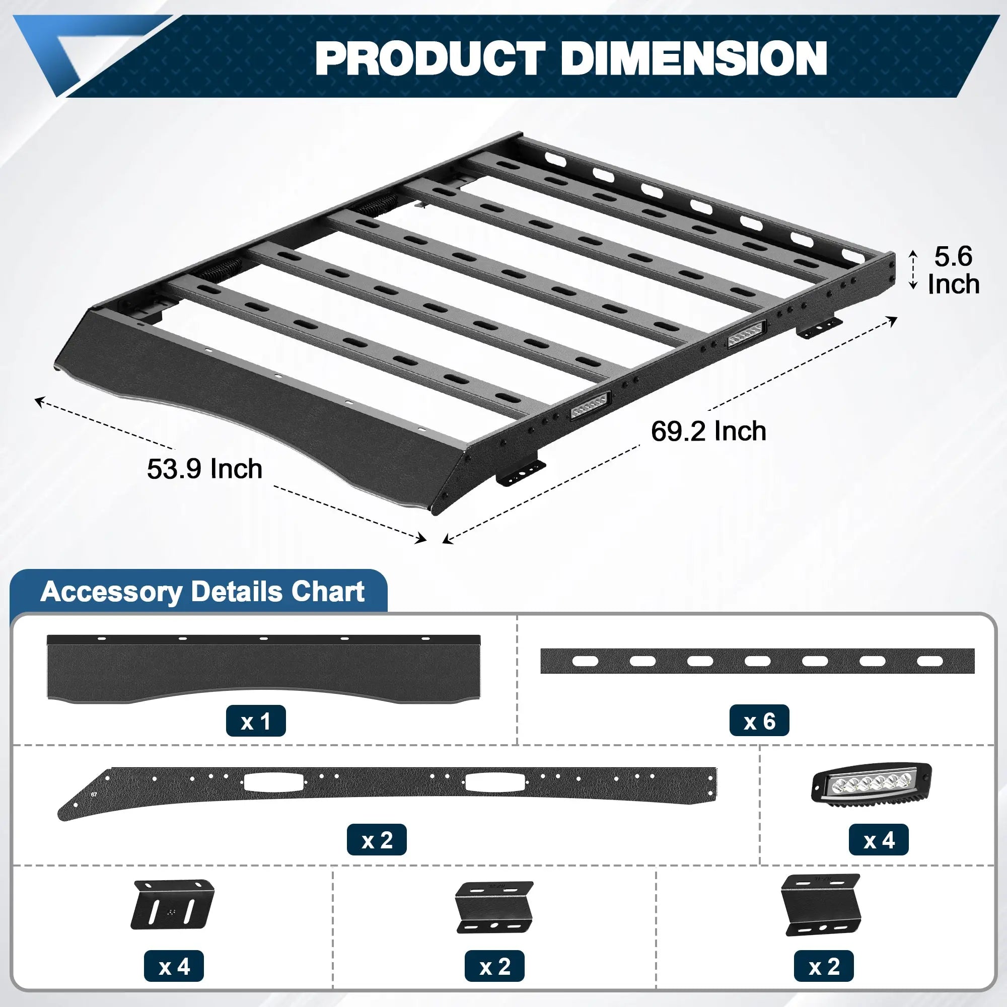 POFENZE For 2023 2024 2025 Ford F250/F350/F450 Roof Rack Overlanding Car Roof Cargo Carrier with Lights POFENZE