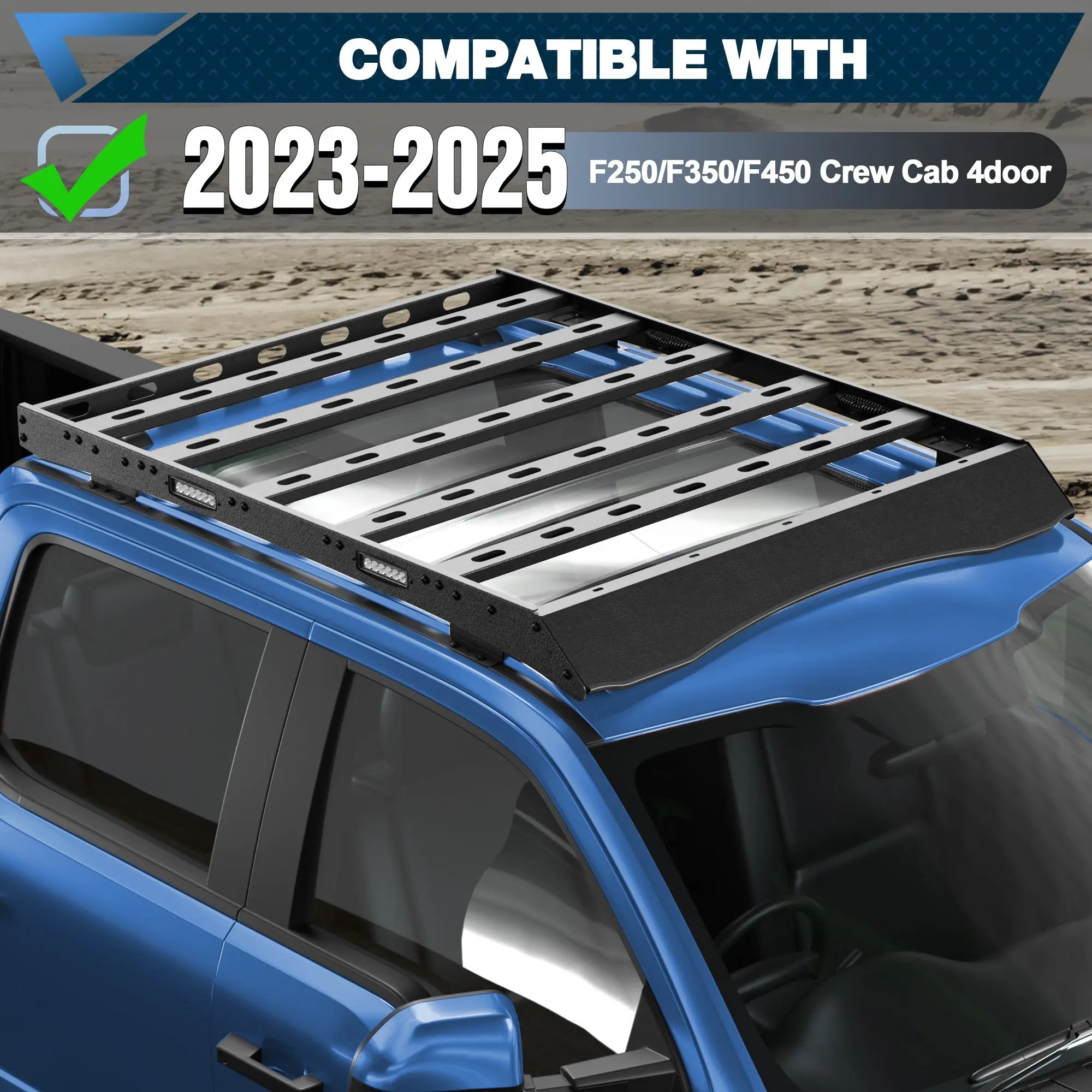 POFENZE For 2023 2024 2025 Ford F250/F350/F450 Roof Rack Overlanding Car Roof Cargo Carrier with Lights POFENZE