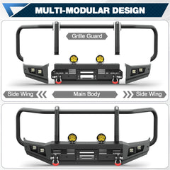 POFENZE Ford F150 Front Bumper with Grille Guard for 2021-2024 Ford F150, Full-Width Steel Off-Road Bumper POFENZE 