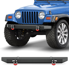 POFENZE Front Bumper for 1987-2006 Jeep Wrangler YJ TJ LJ, Full Width Steel Off-Road Bumper with D-Rings POFENZE 