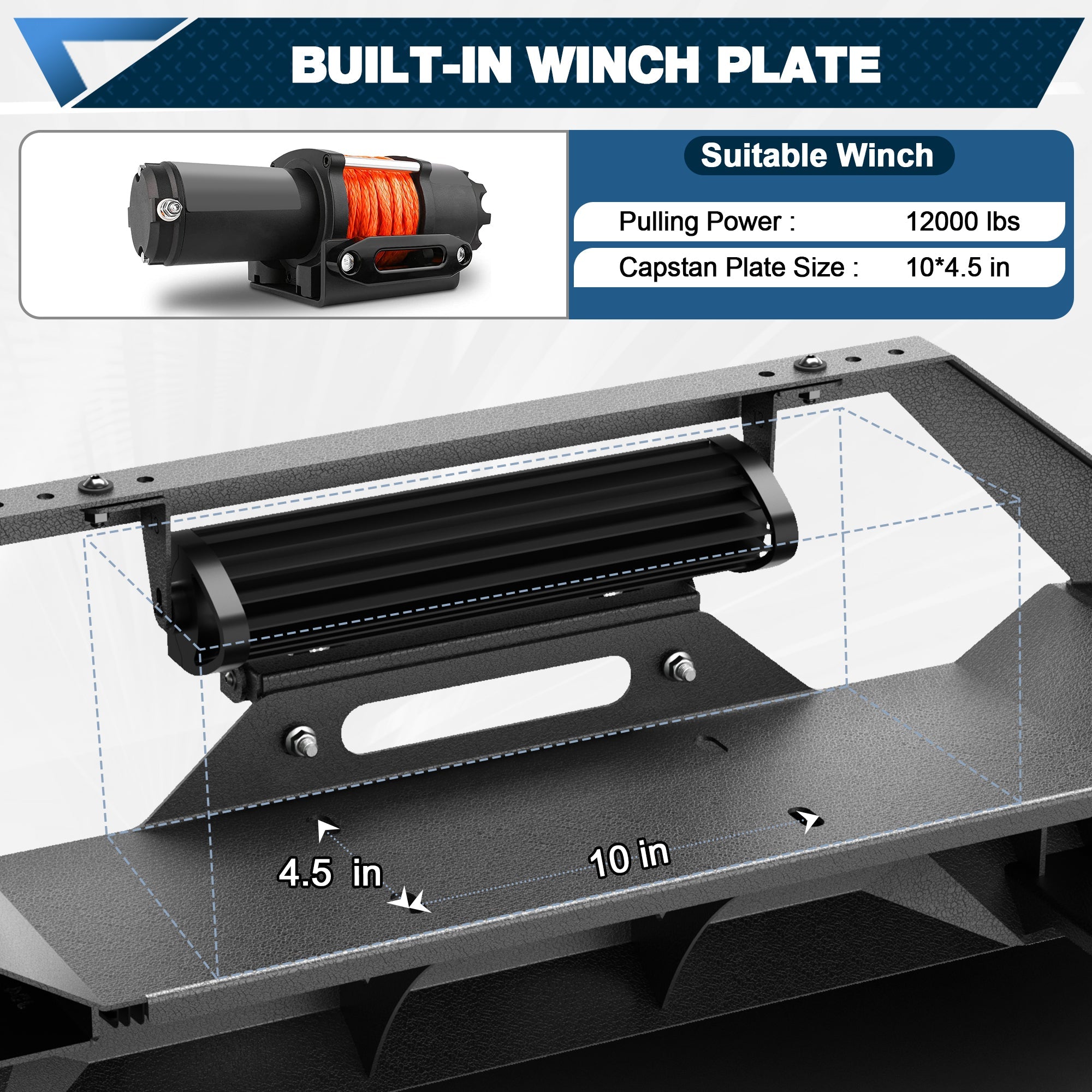 POFENZE Front Bumper for 1987-2006 Jeep Wrangler YJ TJ LJ, Winch Ready Steel Off-Road Bumper POFENZE 
