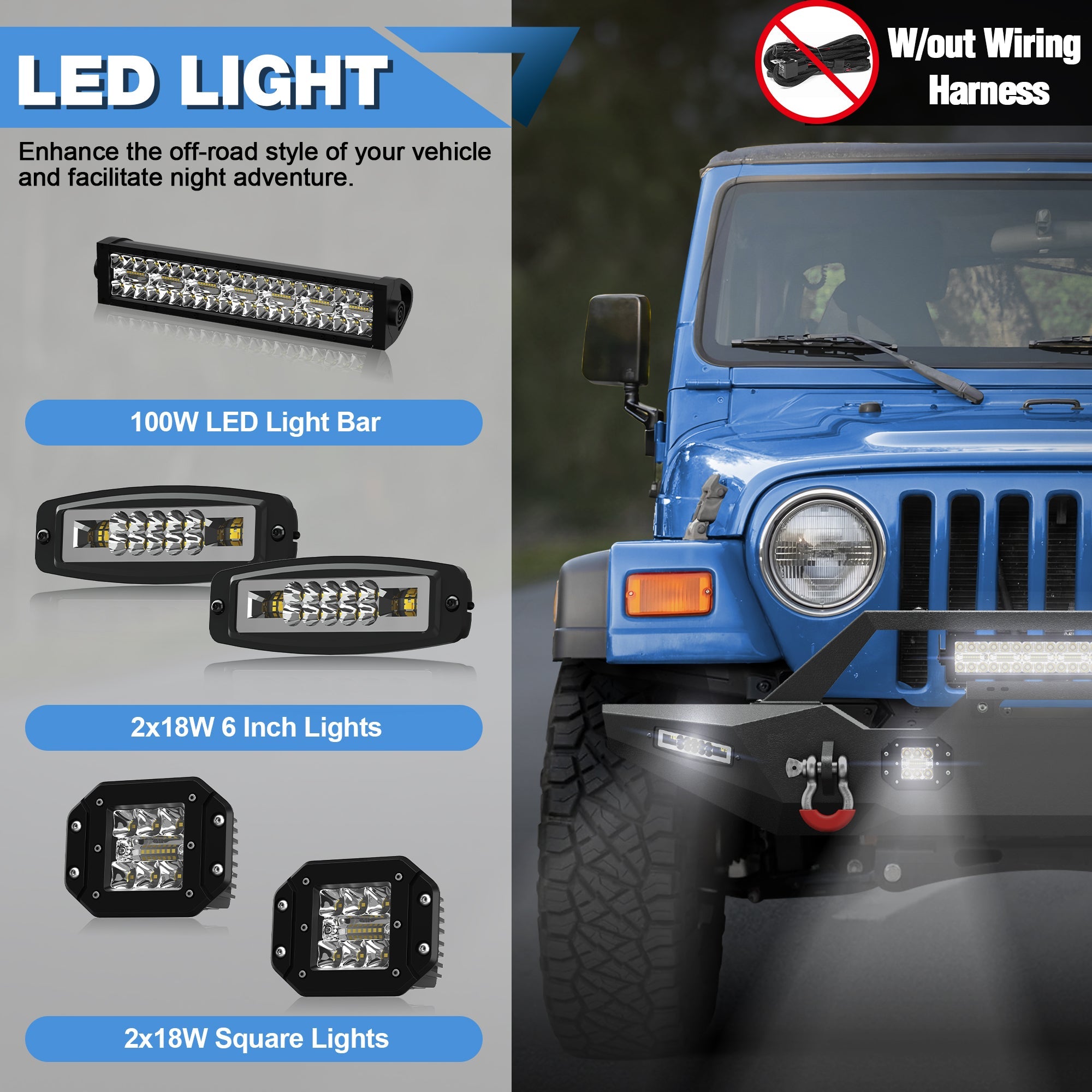 POFENZE Front Bumper for 1987-2006 Jeep Wrangler YJ TJ LJ, Winch Ready Steel Off-Road Bumper POFENZE 