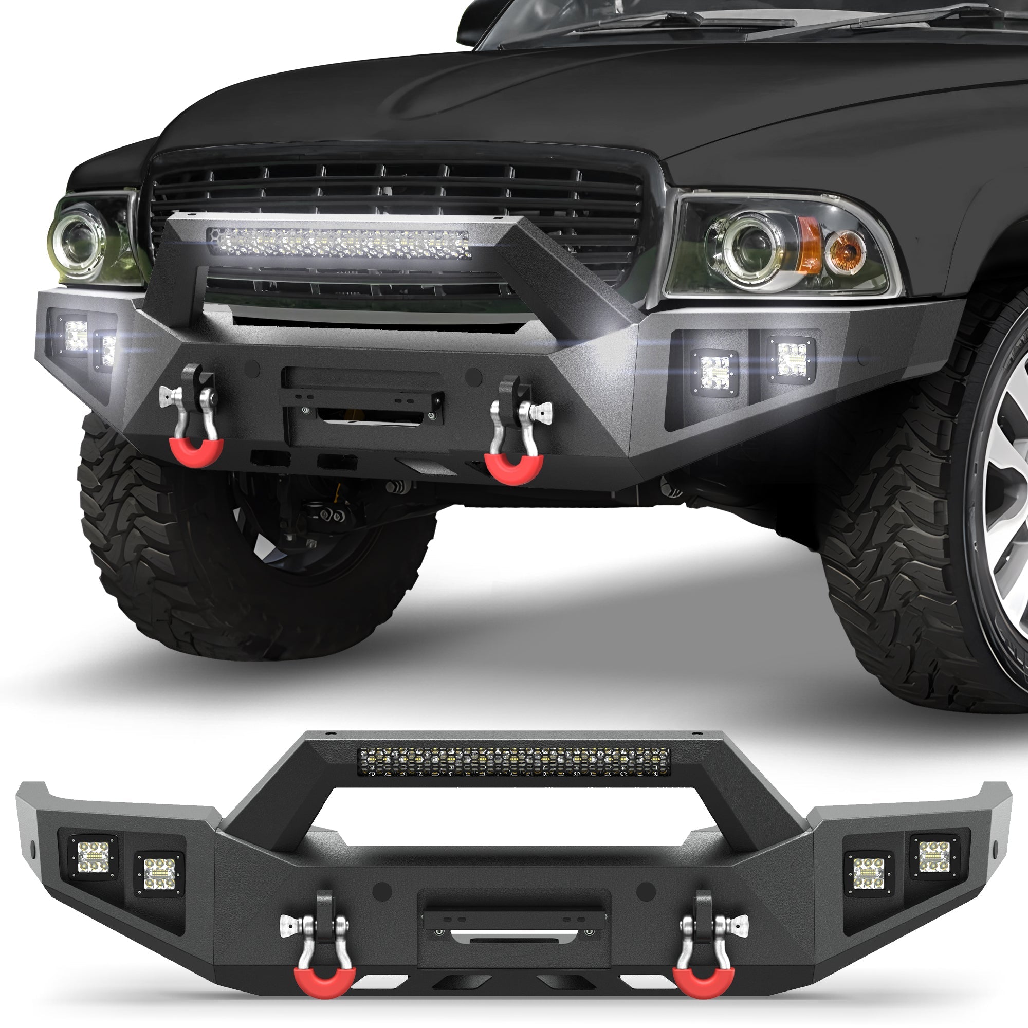 POFENZE Front Bumper for 1997-2004 Dodge Dakota and 1998–2003 Dodge Durango POFENZE 