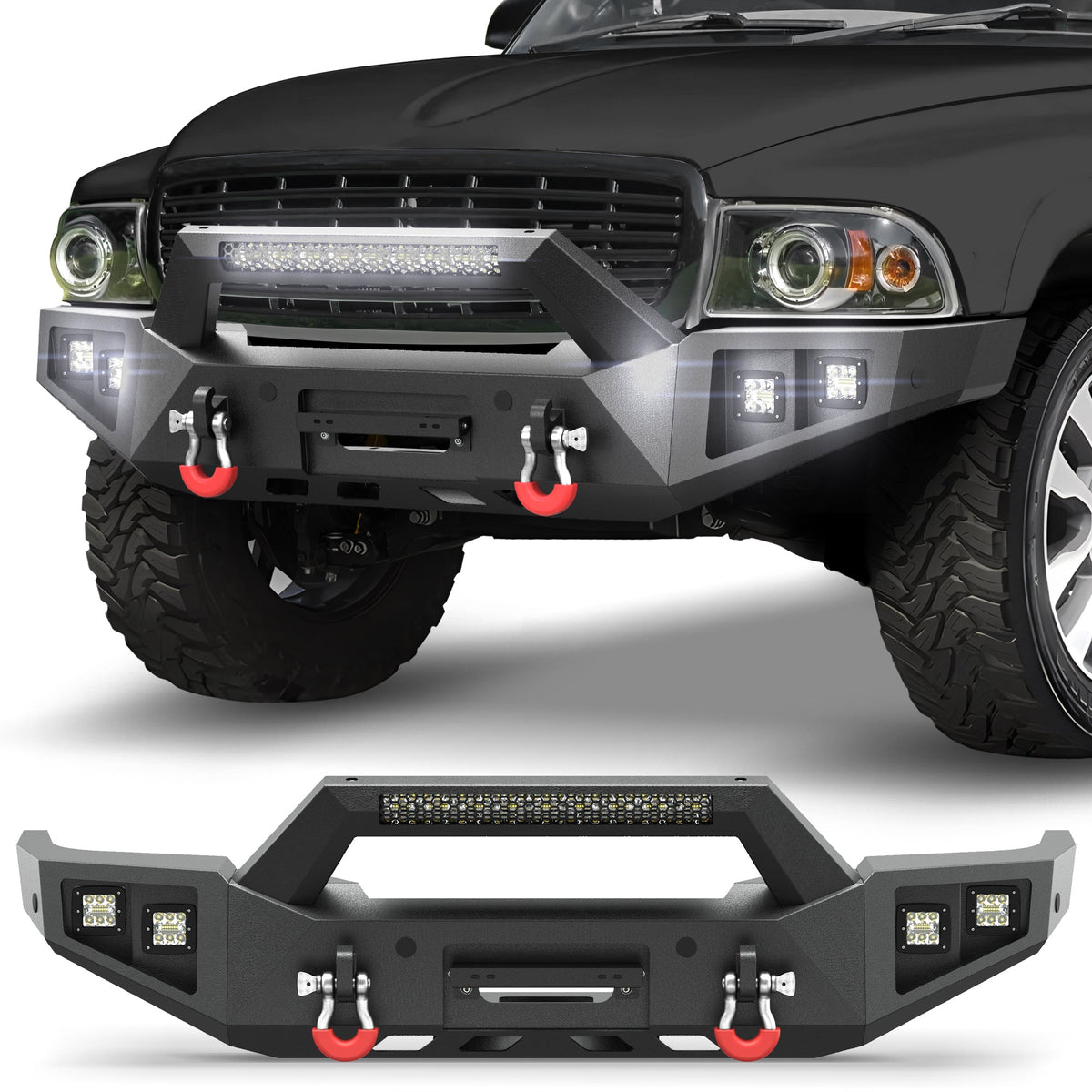 POFENZE Front Bumper for 1997-2004 Dodge Dakota and 1998–2003 Dodge Durango POFENZE 