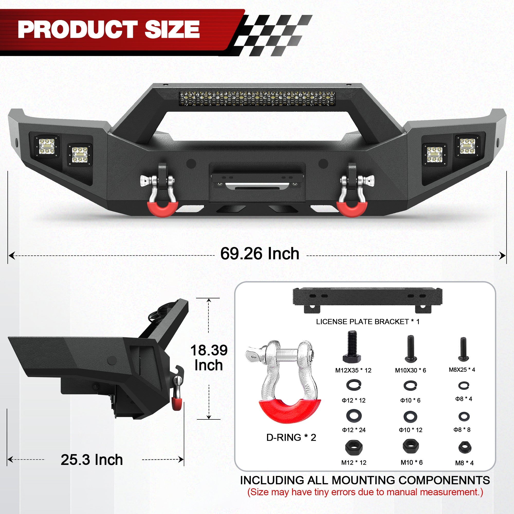 POFENZE Front Bumper for 1997-2004 Dodge Dakota and 1998–2003 Dodge Durango POFENZE 