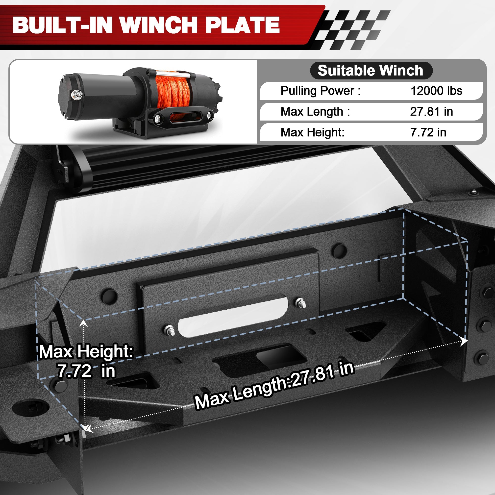 POFENZE Front Bumper for 1997-2004 Dodge Dakota and 1998–2003 Dodge Durango POFENZE 