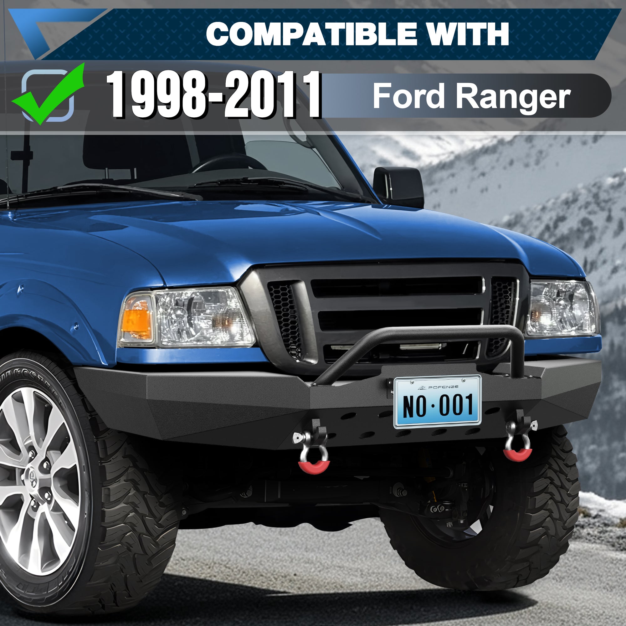 POFENZE Front Bumper for 1998-2011 Ford Ranger POFENZE 