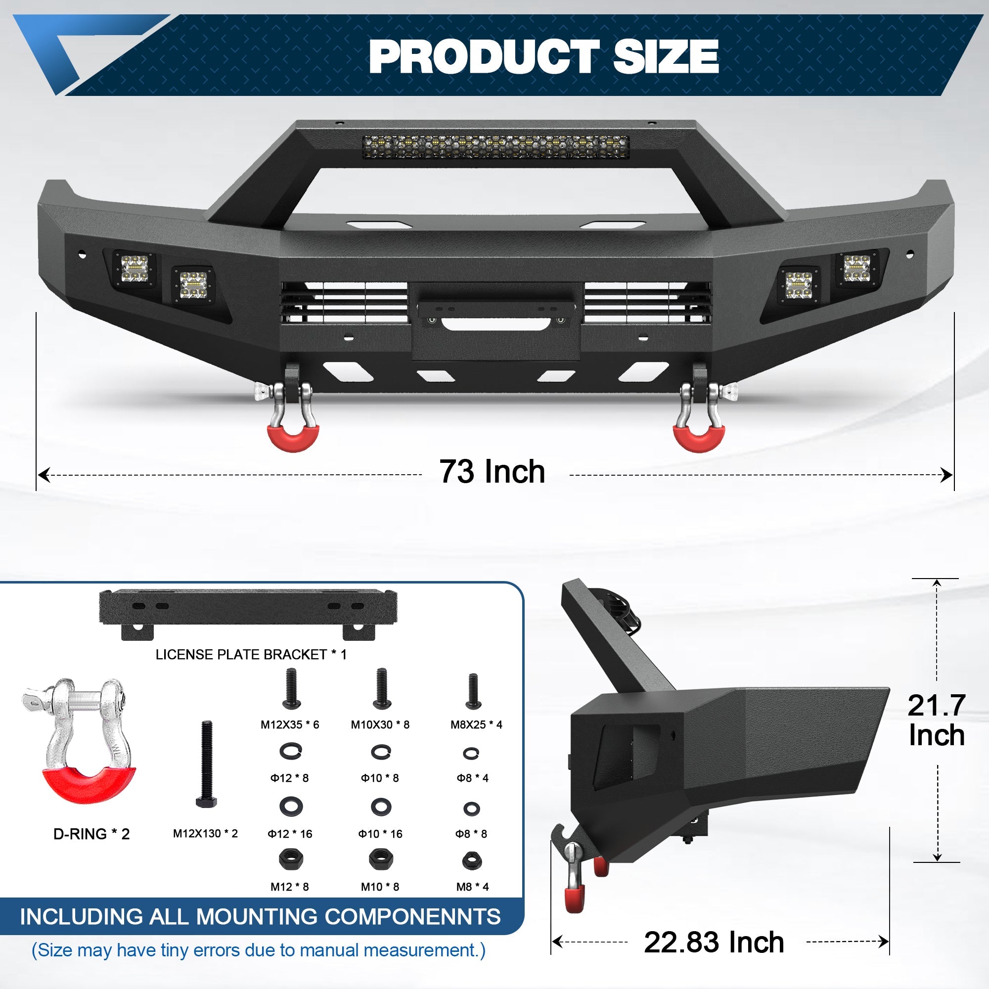 POFENZE Front Bumper for 2007-2023 Toyota Land Cruiser 70 Series LC76 LC78 LC79 POFENZE 